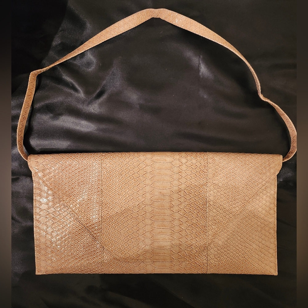 Tan Faux Snakeskin Bag